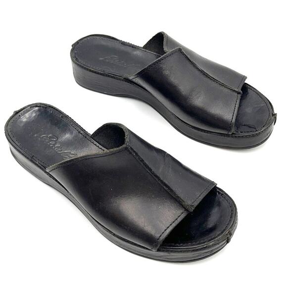 EDDIE BAUER sandals black leather Made Italy 6.5 - Picture 8 of 8